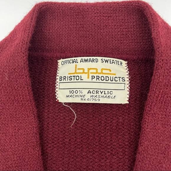 Vintage 60s Bristol Products Acrylic Letterman Sweater Letter W Pins Cheerleader - Picture 3 of 5